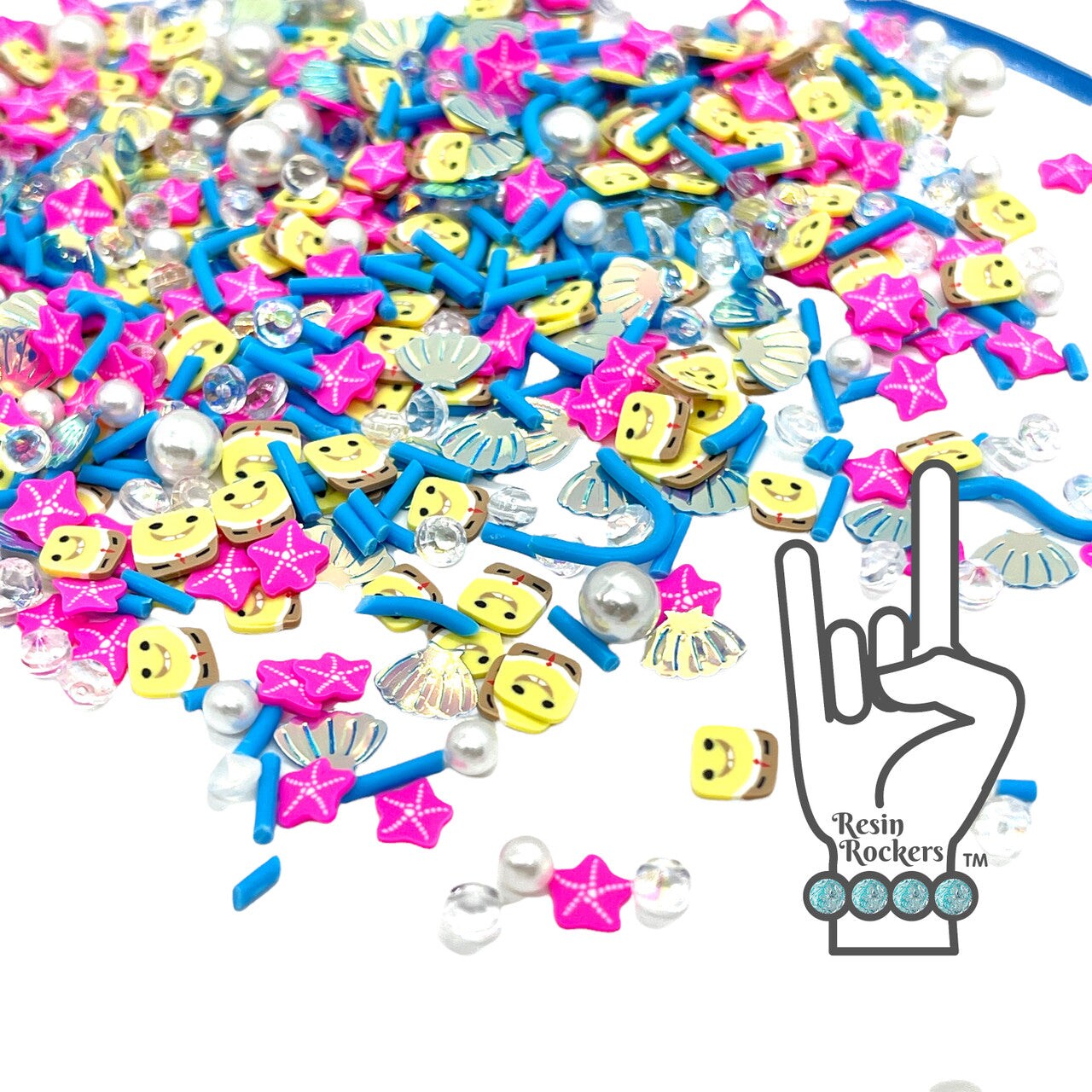 Spongebob Inspired Mix with Pink Starfish Polymer Clay Pieces for Epoxy and UV Resin Art